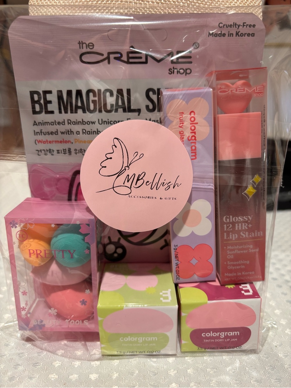 Crème Shop Pink Glossy 12 HR+ Lip Stain and Face Masks & Colorgram Lip Bundle